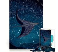 Puzzle de 1000 pièces Étoiles, Baleine, Raie, Mer pour Adultes Jeu de réflexion et de Calme Décoration Murale épurée 38x52cm