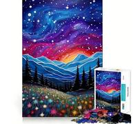 Puzzle de 1000 pièces Étoiles et Fleurs Sauvages pour Adolescents, idéal pour se détendre et se ressourcer 50x75cm