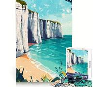 Puzzle de 1000 pièces Falaises côtières Paysage Marin Décoration aux Bords Nets Activité intellectuelle Amusante et Facile à Vivre Cadeau Artistique de Noël (50x75cm)