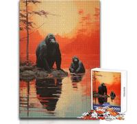 Puzzle de 1000 pièces Famille de gorilles pour Adolescents:Jeu d'apprentissage et de réflexion stratégique, et Symbolique pour Toutes Les Occasions Dimensions:38x52 cm