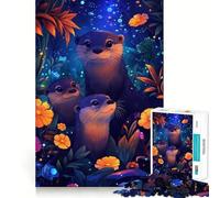 Puzzle de 1000 pièces Famille de loutres dans la forêt enchantée pour Adultes, 38x52cm, Un Jeu de logique raffiné et Relaxant, aux Bords Nets, Une véritable œuvre d'art