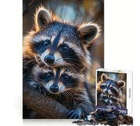 Puzzle de 1000 pièces Famille de ratons laveurs pour Adultes stimule la mémoire, Divertissement Occasionnel, Bords Nets, Cadeau Classique (50x75cm)