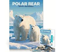 Puzzle de 1000 pièces Famille Ours Polaires pour Adolescents Jeu de logique et de Train Anti-Stress Découpe Lisse Cadeau mémorable (38x26cm)