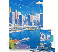Puzzle de 1000 pièces fantastiques représentant Un Paysage Urbain d'anime Jeu de mémoire Amusant Pièces nettes et sans bavures Format Voyage Pratique (50x75cm)