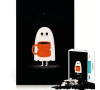 Puzzle de 1000 pièces Fantôme endormi avec Tasse de café pour Adolescents, Jouet cognitif, Plaisir Lent, Bords de qualité supérieure, Cadeau du Père Noël 38x26cm