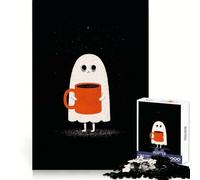 Puzzle de 1000 pièces Fantôme endormi avec Tasse de café pour Adolescents, Jouet cognitif, Plaisir Lent, Bords de qualité supérieure, Cadeau du Père Noël 38x26cm