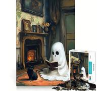 Puzzle de 1000 pièces Fantôme lisant près de la cheminée pour Adolescents Jeu de réflexion Amusant et Relaxant 50x75cm