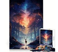 Puzzle de 1000 pièces Faune de l'espace avec des Cerfs, idéal pour Les Adolescents Activité cérébrale stimulante, Bords Nets, Cadeau Original (38x26cm)