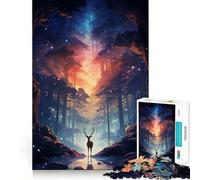 Puzzle de 1000 pièces Faune de l'espace Cerfs Adultes Jeu de mémoire Amusant et de qualité supérieure,découpé au Laser Exercice Mental Calme à la Maison (38x26cm)