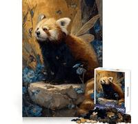 Puzzle de 1000 pièces Fée Panda Roux aux Fleurs Bleues pour Adultes, Jeu de réflexion et de renforcement des Liens familiaux, découpe de précision, Cadeau créatif (38x26cm)