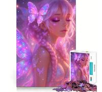 Puzzle de 1000 pièces Fée Rose et Papillons pour Adolescents, Jeu de logique mentale, évasion apaisante, Objet de Collection aux Bords Fins (38x26cm)