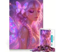 Puzzle de 1000 pièces Fée Rose et Papillons pour Adolescents, Jeu de logique mentale, évasion apaisante, Objet de Collection aux Bords Fins (50x75cm)