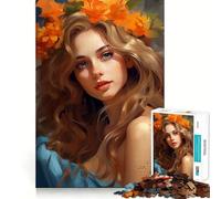 Puzzle de 1000 pièces Femme à la Fleur,Jeu de réflexion et d'exercice,Assemblage précis,sans espaces,défi cérébral interactif pour la Maison (38x52cm)