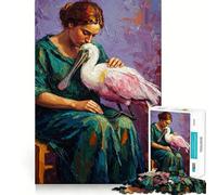Puzzle de 1000 pièces Femme à la spatule rosée pour Adultes,Jeu de mémoire Stimulant,qualité Professionnelle,activité de Partage conviviale (50x75cm)
