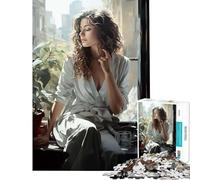 Puzzle de 1000 pièces Femme Assise près d'une fenêtre Jeu Difficile et Stimulant Activité familiale relaxante à partir de 14 Ans (50x75cm)