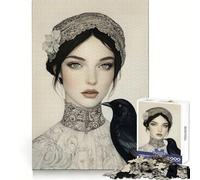 Puzzle de 1000 pièces Femme au Corbeau pour Adolescents développe la mémoire, Offre Une Pause relaxante et des Bords Nets Un Cadeau de Noël idéal (50x75cm)