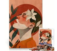 Puzzle de 1000 pièces Femme au lys et au Cercle Rouge pour Adolescents Un Cadeau mémorable, Source de Plaisir et de détente (50x75cm)