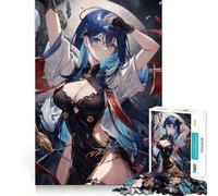 Puzzle de 1000 pièces Femme aux Cheveux Bleus,Jeu de réflexion et d'exercice,Assemblage précis,sans espaces,défi cérébral interactif pour la Maison (50x75cm)