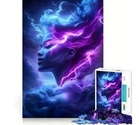 Puzzle de 1000 pièces Femme aux Cheveux éclairs Jeu de réflexion Amusant et Stimulant pour la Concentration Technologie de découpe Laser avancée Idéal pour Les Voyages (50x75cm)