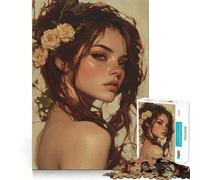 Puzzle de 1000 pièces Femme aux Fleurs dans Les Cheveux,Jeu de logique et de réflexion,découpe Experte,Artisanat de précision,Exercice Mental Calme à Faire à la Maison (38x26cm)