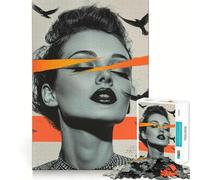 Puzzle de 1000 pièces Femme aux Oiseaux et aux Rayures,Jeu de réflexion et d'exercice,Assemblage précis,sans espaces,défi cérébral interactif pour la Maison (38x26cm)