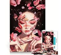 Puzzle de 1000 pièces Femme aux Papillons,Art numérique,pour Adultes,Jeu de résolution de problèmes,qualité Professionnelle,activité de Groupe relaxante en intérieur (38x26cm)