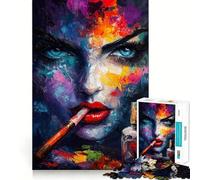 Puzzle de 1000 pièces Femme avec Cigarette et Parfum pour Adultes entraînement cérébral ludique,pièces Robustes et nettes,activité apaisante pour Une Pause mentale (38x52cm)