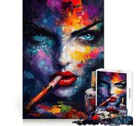 Puzzle de 1000 pièces Femme avec Cigarette et Parfum pour Adultes, Stimulant cognitif, idéal pour Une évasion paisible, découpe Nette, Cadeau de Saison (50x75cm)