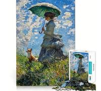 Puzzle de 1000 pièces Femme avec Parapluie et Renard pour Adultes,Jeu Stimulant Mental,découpe Laser pour Un Assemblage Parfait,activité Amusante en Famille (50x75cm)