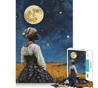 Puzzle de 1000 pièces Femme contemplant la Lune,Un Jeu de logique et de réflexion,idéal pour Un Moment de Calme et Un Exercice Mental à Faire à la Maison (38x26cm)