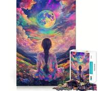 Puzzle de 1000 pièces Femme contemplant Le Cosmos,sans bavures,pièces nettes et découpées,idéal pour des soirées tranquilles et Un entraînement cérébral Amusant (50x75cm)