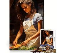 Puzzle de 1000 pièces Femme cuisinant dans sa Cuisine Pensée Claire, Distraction Douce, Bords précis, Cadeau Symbolique (38x26cm)