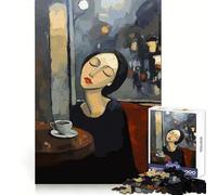 Puzzle de 1000 pièces Femme dans Un café Le Soir pour Adolescents Développe la logique, se détend et s'offre Un Cadeau de Noël idéal (50x75cm)