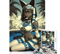 Puzzle de 1000 pièces Femme égyptienne aux Oreilles de Chat Personnage d'anime Jeu éducatif et ludique Cadeau d'anniversaire avec Poster et fiche de Questions-réponses Assortis Dimensions 50x75cm