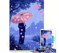 Puzzle de 1000 pièces Femme en Kimono sous Les cerisiers en Fleurs Exercice Mental Amusant Pièces nettes et sans bavures Activité captivante pour des soirées tranquilles (50x75cm)