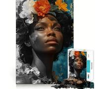 Puzzle de 1000 pièces Femme Fleur Jeu de mémoire Amusant Surface Lisse sans bavures Défi divertissant pour Les Loisirs (50x75cm)