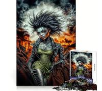 Puzzle de 1000 pièces Femme Gothique Post-apocalyptique pour Adolescents, défi intellectuel, Loisir Calme, découpe précise, Cadeau saisonnier (38x52cm)