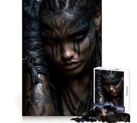Puzzle de 1000 pièces Femme guerrière au Maquillage Tribal pour Adolescents, Exercice cognitif, Loisirs et Plaisir, Bords Nets, Cadeau Artistique de Noël (38x26cm)