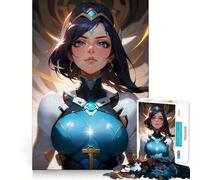 Puzzle de 1000 pièces Femme guerrière en Armure Bleue Jeu de Construction Assemblage Parfait Activité gratifiante pour Les Jours de Pluie (38x26cm)