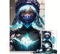 Puzzle de 1000 pièces Femme guerrière masquée Jeu cognitif Amusant,découpe de Haute précision,Cadeau Unique pour soulager Le Stress (38x26cm)
