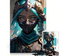 Puzzle de 1000 pièces Femme guerrière masquée Jeu de Concentration mentale,découpe de précision,Bords Lisses,Jeu de Connexion enrichissant (38x52cm)