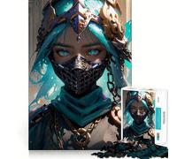 Puzzle de 1000 pièces Femme guerrière masquée Jeu de Concentration mentale sans Espace,Design ajusté,défi cérébral interactif pour la Maison (50x75cm)