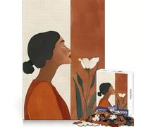 Puzzle de 1000 pièces Femme Inhalant Une Fleur pour Adolescents, idéal pour stimuler la mémoire et se divertir Découpe de qualité Cadeau d'anniversaire (38x26cm)