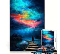 Puzzle de 1000 pièces Femme Marchant vers Un Ciel coloré pour Adolescents Un Passe-Temps Relaxant et Stimulant, Un (38x52cm)