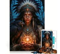 Puzzle de 1000 pièces Femme Mystique avec Corbeau et orbe pour Adolescents, améliore la mémoire, Passe-Temps Calme, Bords Nets, Cadeau d'anniversaire (50x75cm)