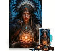 Puzzle de 1000 pièces Femme Mystique avec Corbeau et orbe pour Adolescents, Think Toy, Objet de Collection aux Lignes épurées et apaisantes (38x26cm)