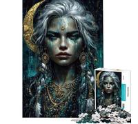 Puzzle de 1000 pièces Femme Mystique avec Lune et Bijoux Puzzle pour Adolescents Niveau Difficile Chaque pièce est Unique Jeu éducatif (Dimensions 38x52cm)