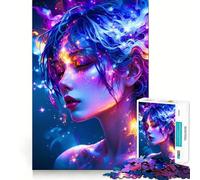 Puzzle de 1000 pièces Femme néon avec étoiles pour Adolescents, Jeu de logique et de réflexion, Passe-Temps Silencieux, Bords Lisses, Cadeau Unique (50x75cm)