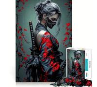 Puzzle de 1000 pièces Femme Ninja masquée avec katanas » pour Adultes, Jeu Relaxant et Stimulant Mental, activité à Domicile, Surprise du Père Noël 50x75cm