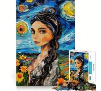 Puzzle de 1000 pièces Femme Nuit étoilée pour Adolescents, idéal pour développer la réflexion et Passer Un agréable Moment, avec des Bords précis Un Cadeau attentionné 38x26cm
